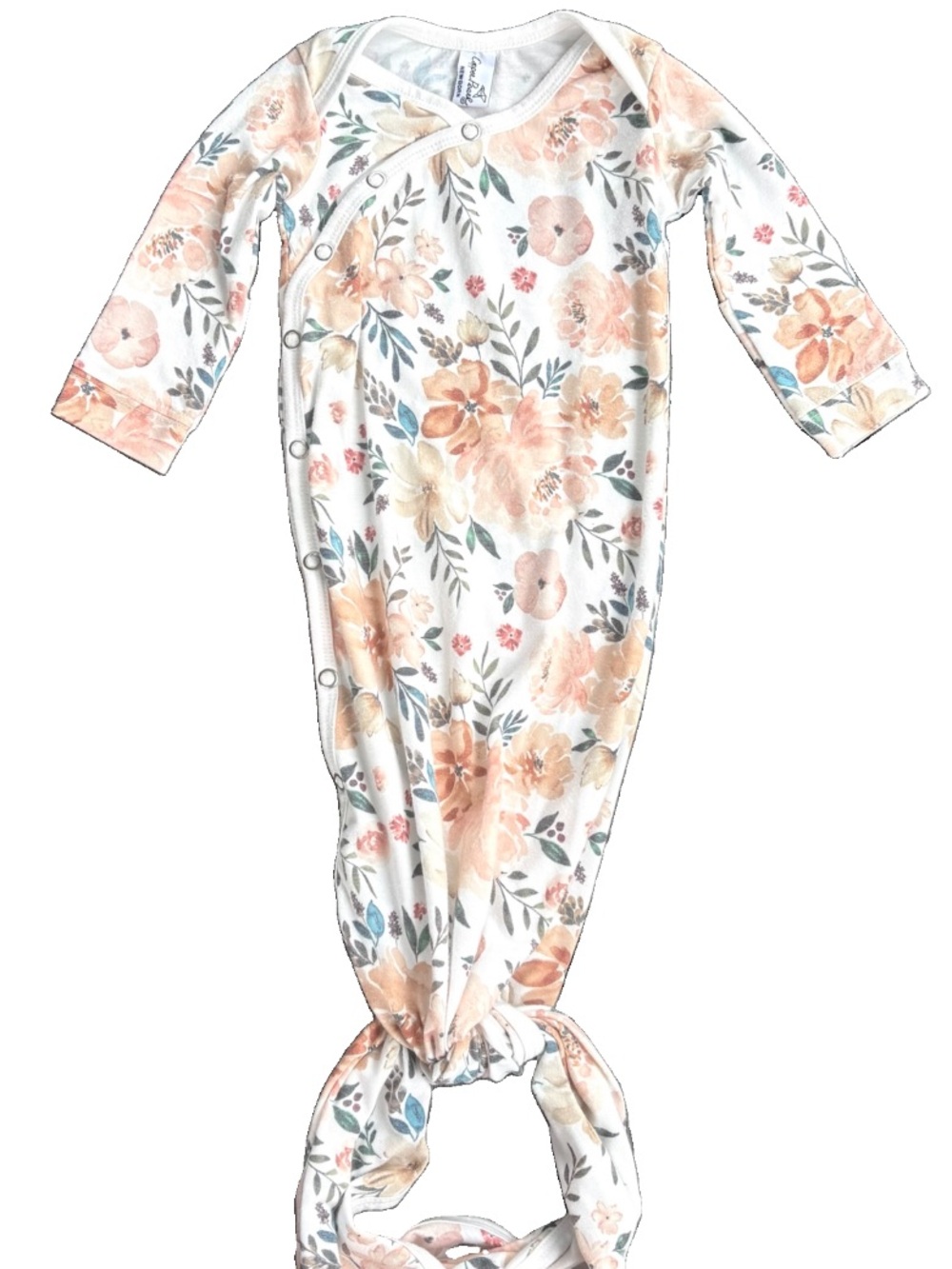 Copper Pearl Floral Newborn Knotted Gown